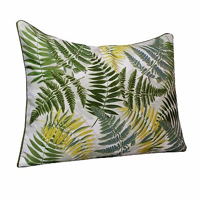 HomeRoots 14" X 20" Forest Green And Yellow Polyester Floral Zippered Pillow