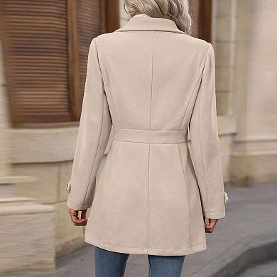 Women'S Winter Classic Outwear Overcoat with Pockets Single Breasted Pea Coat