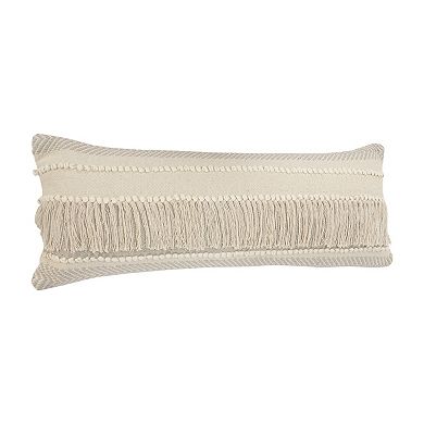 HomeRoots 14" X 36" Beige And Gray Cotton Chevron Throw Pillow