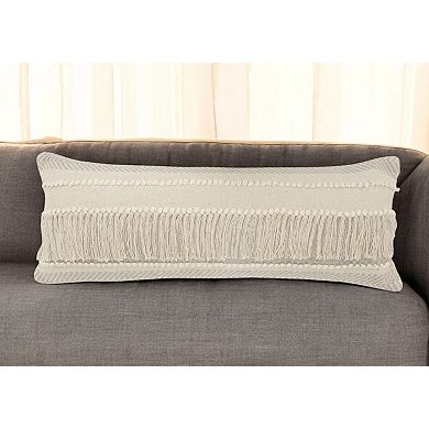 HomeRoots 14" X 36" Beige And Gray Cotton Chevron Throw Pillow