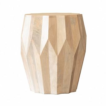 HomeRoots 23" Natural Solid Wood Round Drum End Table