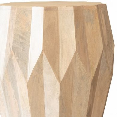 HomeRoots 23" Natural Solid Wood Round Drum End Table