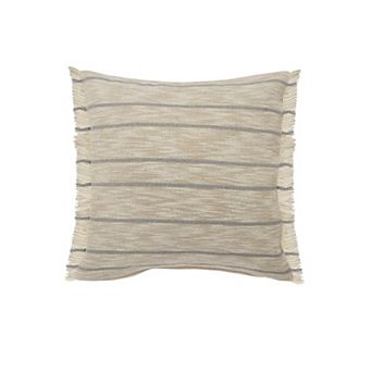 HomeRoots 20" Taupe and Dusty Blue Jute Throw Pillow