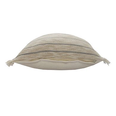 HomeRoots 20" Taupe and Dusty Blue Jute Throw Pillow