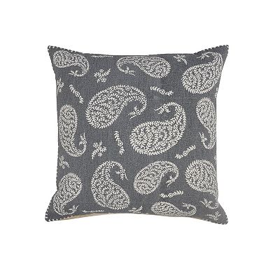 HomeRoots 24" X 24" Gray And White 100% Cotton Geometric Zippered Pillow