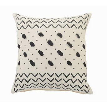 HomeRoots 20" X 20" Cream And Black 100% Cotton Chevron Zippered Pillow