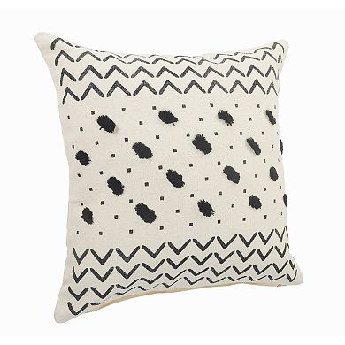 HomeRoots 20" X 20" Cream And Black 100% Cotton Chevron Zippered Pillow