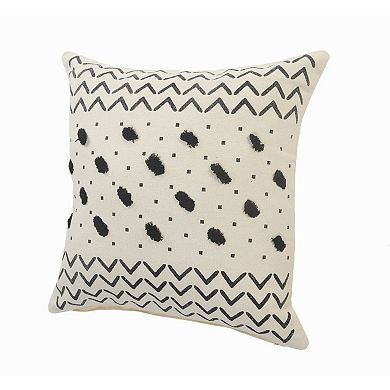 HomeRoots 20" X 20" Cream And Black 100% Cotton Chevron Zippered Pillow