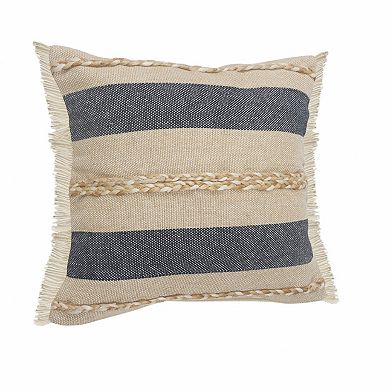 HomeRoots 24" Denim Blue Jute Throw Pillow