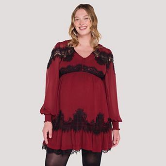 Maternity Motherhood® Long Sleeve Tiered Mini Dress