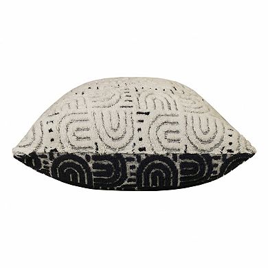 HomeRoots 30" X 30" White And Blue 100% Cotton Geometric Zippered Pillow