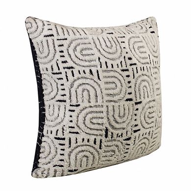 HomeRoots 30" X 30" White And Blue 100% Cotton Geometric Zippered Pillow