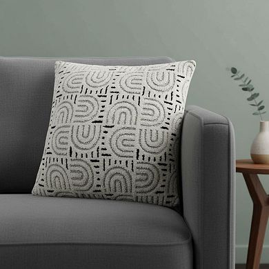 HomeRoots 30" X 30" White And Blue 100% Cotton Geometric Zippered Pillow