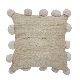 HomeRoots 20" X 20" Tan Jute Zippered Pillow