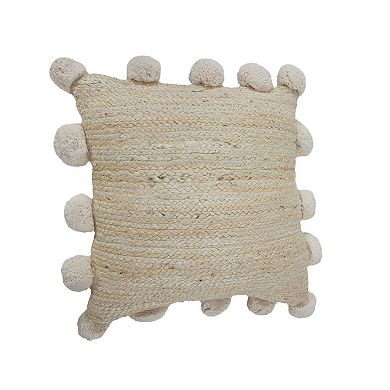 HomeRoots 20" X 20" Tan Jute Zippered Pillow
