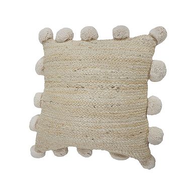 HomeRoots 20" X 20" Tan Jute Zippered Pillow