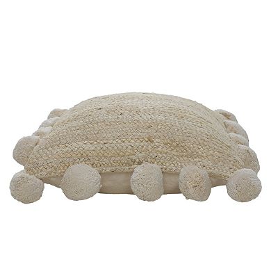 HomeRoots 20" X 20" Tan Jute Zippered Pillow