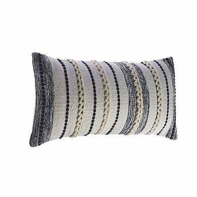 HomeRoots 14" X 28" Navy And White 100% Cotton Geometric Zippered Pillow