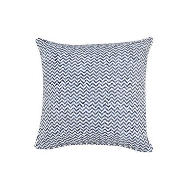 HomeRoots 22" X 22" Navy Blue And White 100% Cotton Chevron Zippered Pillow
