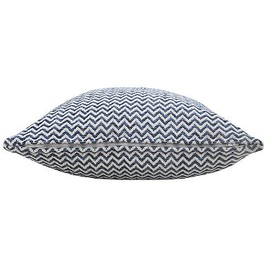 HomeRoots 22" X 22" Navy Blue And White 100% Cotton Chevron Zippered Pillow