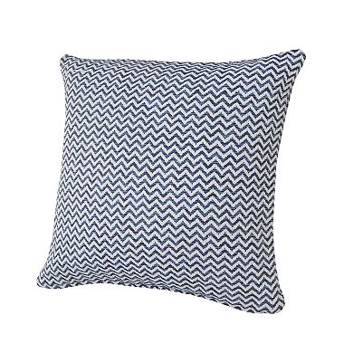 HomeRoots 22" X 22" Navy Blue And White 100% Cotton Chevron Zippered Pillow