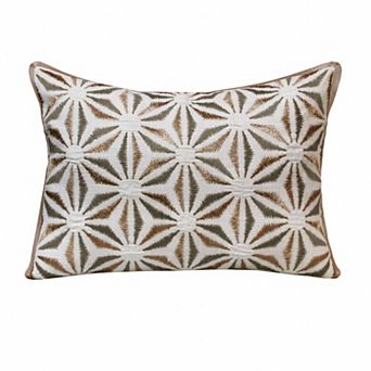 HomeRoots 14" X 20" Gray And Copper 100% Cotton Geometric Zippered Pillow
