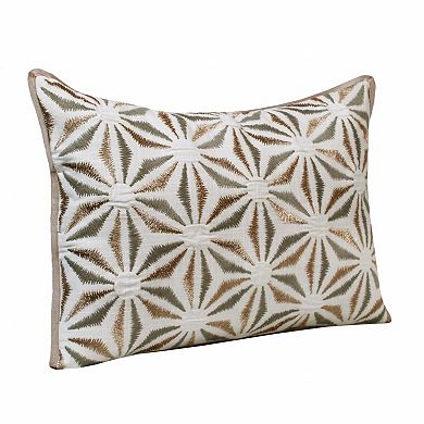 HomeRoots 14" X 20" Gray And Copper 100% Cotton Geometric Zippered Pillow
