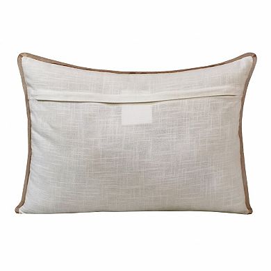 HomeRoots 14" X 20" Gray And Copper 100% Cotton Geometric Zippered Pillow