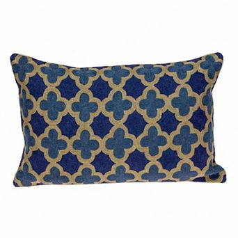 HomeRoots 12" X 20" Blue Cotton Throw Pillow