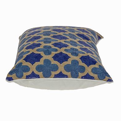 HomeRoots 12" X 20" Blue Cotton Throw Pillow