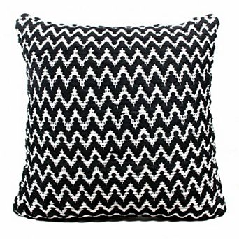 HomeRoots 20" X 20" Black And White Polyester Chevron Zippered Pillow