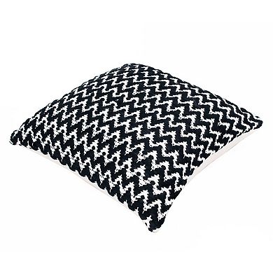 HomeRoots 20" X 20" Black And White Polyester Chevron Zippered Pillow