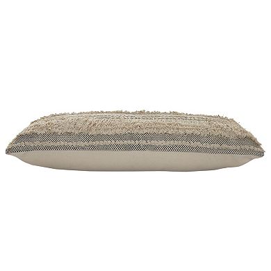 HomeRoots 14" X 36" Gray And Ivory 100% Cotton Chevron Zippered Pillow