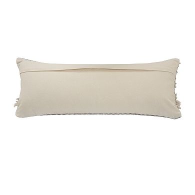 HomeRoots 14" X 36" Gray And Ivory 100% Cotton Chevron Zippered Pillow