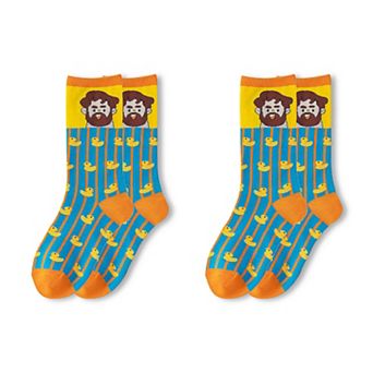 Womens Cotton Blend Crew Socks 2 Pair Pack Fun Pattern Casual Everyday Socks