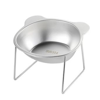 Elevated Stainless Steel Cat Bowl with 15 Degree Tilt and Stable Stand