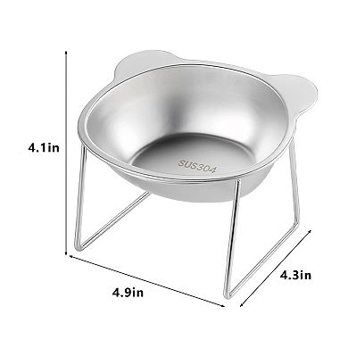 Elevated Stainless Steel Cat Bowl with 15 Degree Tilt and Stable Stand