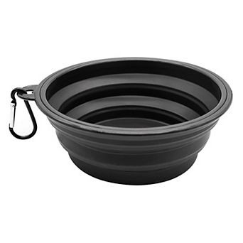 Collapsible Travel Dog Water Bowl with Carabiner Clip Non-Slip Base