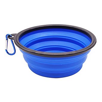 Collapsible Travel Dog Water Bowl with Carabiner Clip Non-Slip Base