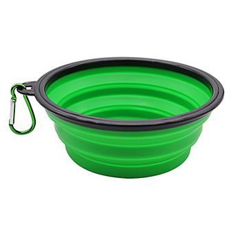 Collapsible Travel Dog Water Bowl with Carabiner Clip Non-Slip Base
