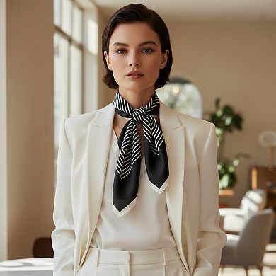 Womens Square Scarf Geometric Stripe Design Lightweight Versatile Fashion Accessory