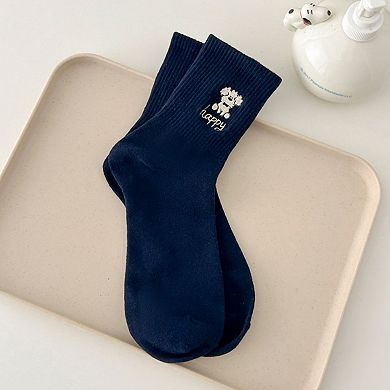 Womens Cotton Blend Crew Socks 3 Pair Soft Ribbed Knit Casual Everyday Socks