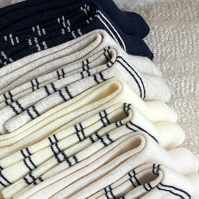 Womens Cotton Blend Crew Socks 3 Pair Soft Ribbed Knit Casual Everyday Socks