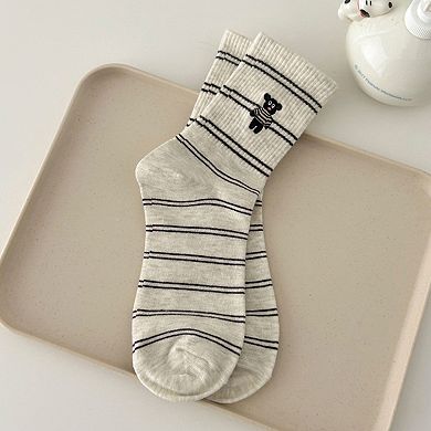 Womens Cotton Blend Crew Socks 3 Pair Soft Ribbed Knit Casual Everyday Socks