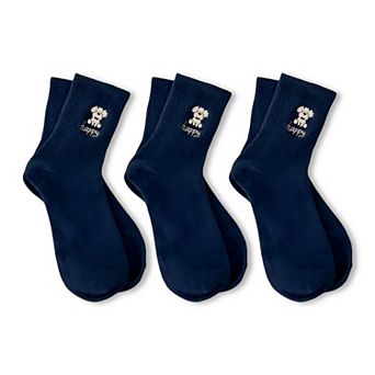 Womens Cotton Blend Crew Socks 3 Pair Soft Ribbed Knit Casual Everyday Socks