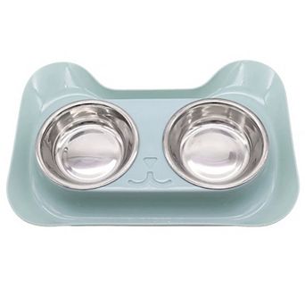 Stainless Steel Double Cat Bowl with Non-Slip Base for Food and Water