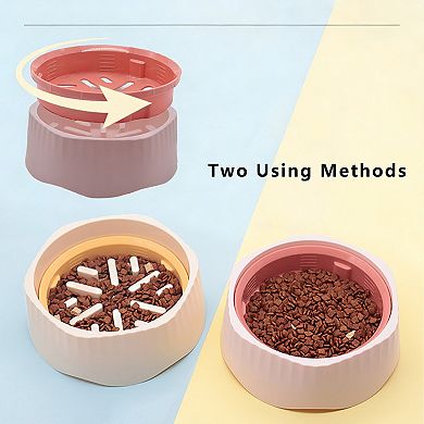 Pet Slow Feeder Bowl with Removable Insert, Non-Slip Base, Convertible Design