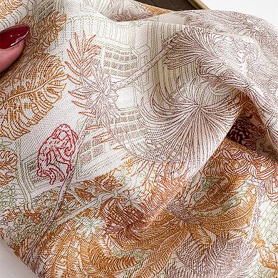 Womens Lightweight Square Satin Scarf with Botanical Inspired Print Soft Draped Finish