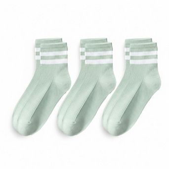 Womens Cotton Blend Crew Socks 3 Pair Pack Soft Ribbed Casual Everyday Fit