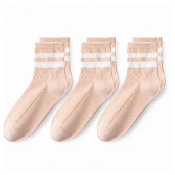 Womens Cotton Blend Crew Socks 3 Pair Pack Soft Ribbed Casual Everyday Fit